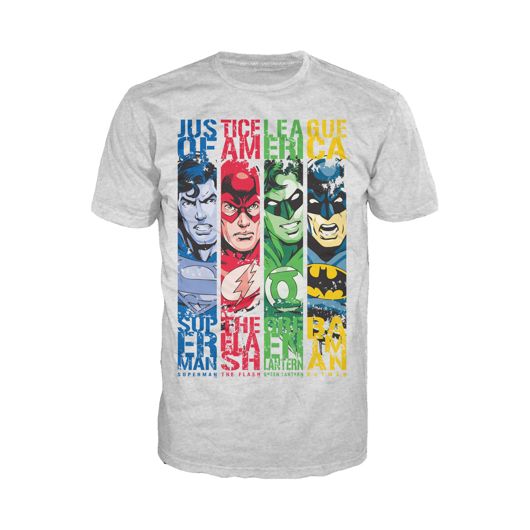 DC Comics Justice League Stripped Official Men's T-Shirt Sports Grey - Urban Species