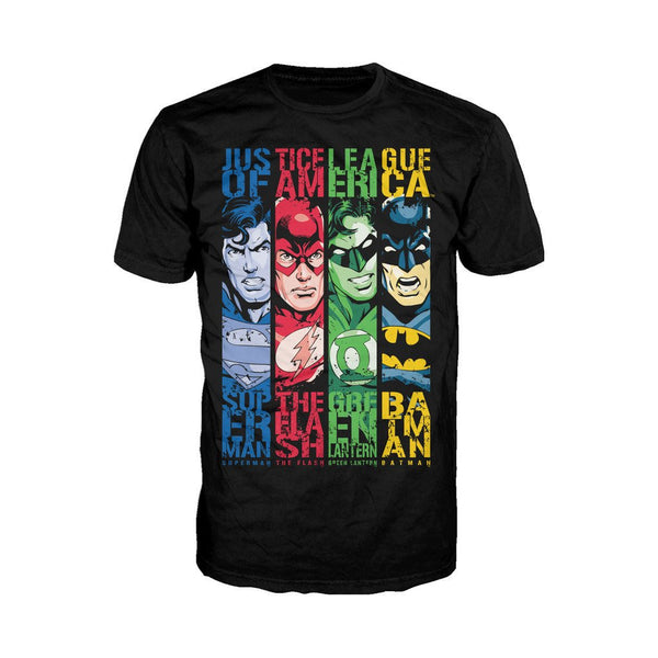 DC Comics Justice League Stripped Official Men's T-Shirt Black - Urban Species