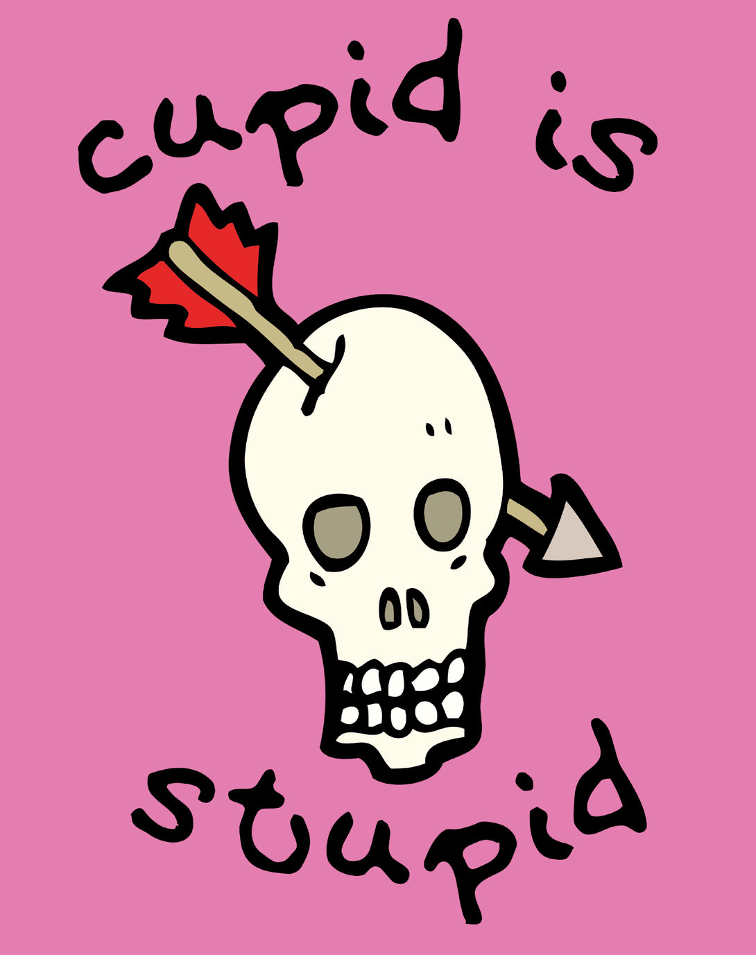 Anti Valentine Cupid Is Stupid Men's T-shirt Pink - Urban Species Design Close Up