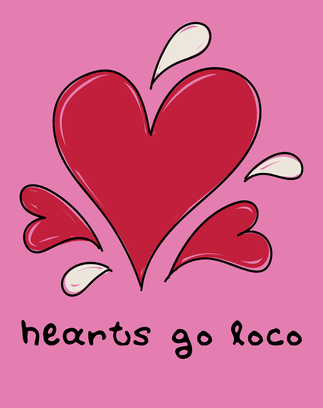 Anti Valentine Hearts Go Loco Women's T-shirt Pink - Urban Species Design Close Up