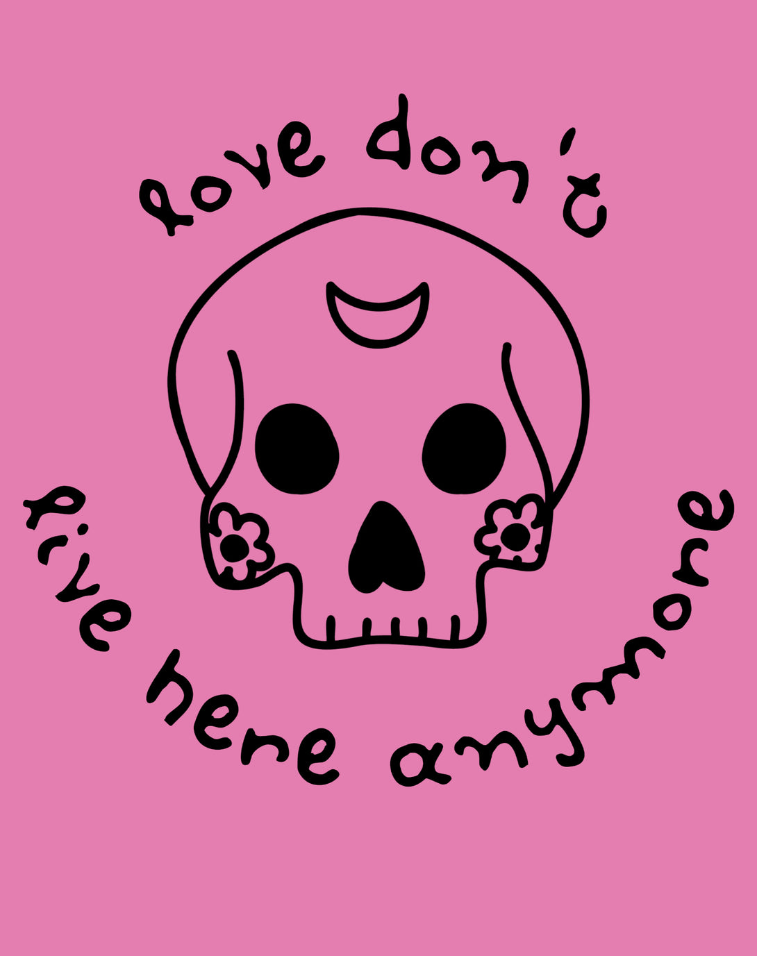 Anti Valentine Love Don't Live Here Skull Women's T-shirt Pink - Urban Species Design Close Up