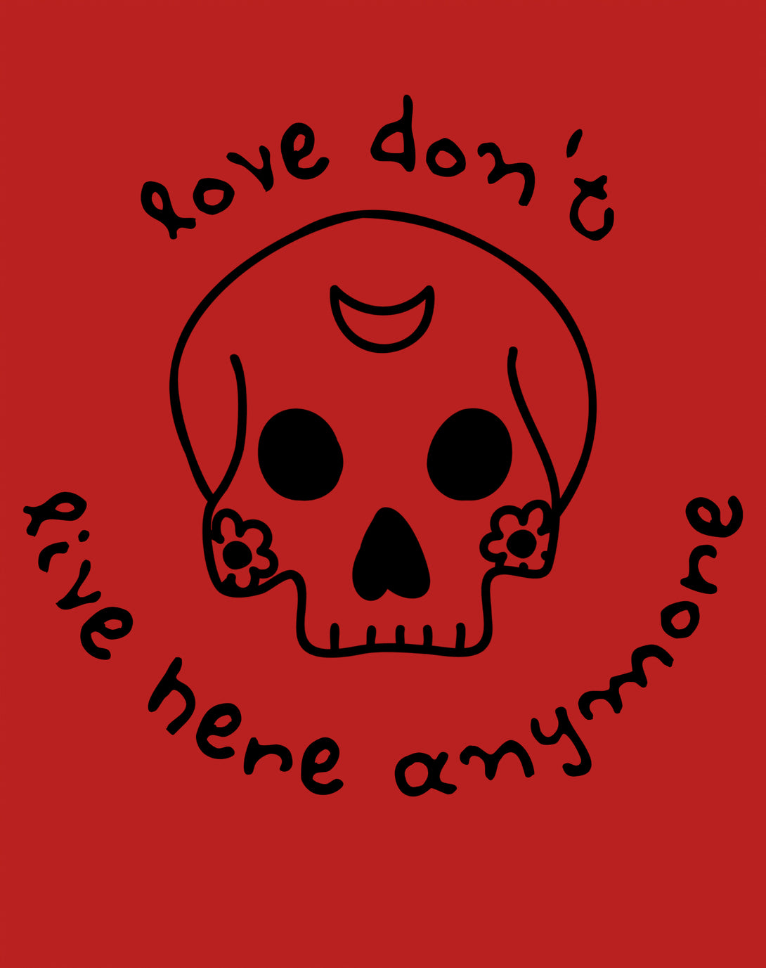 Anti Valentine Love Don't Live Here Skull Men's T-shirt Red - Urban Species Design Close Up