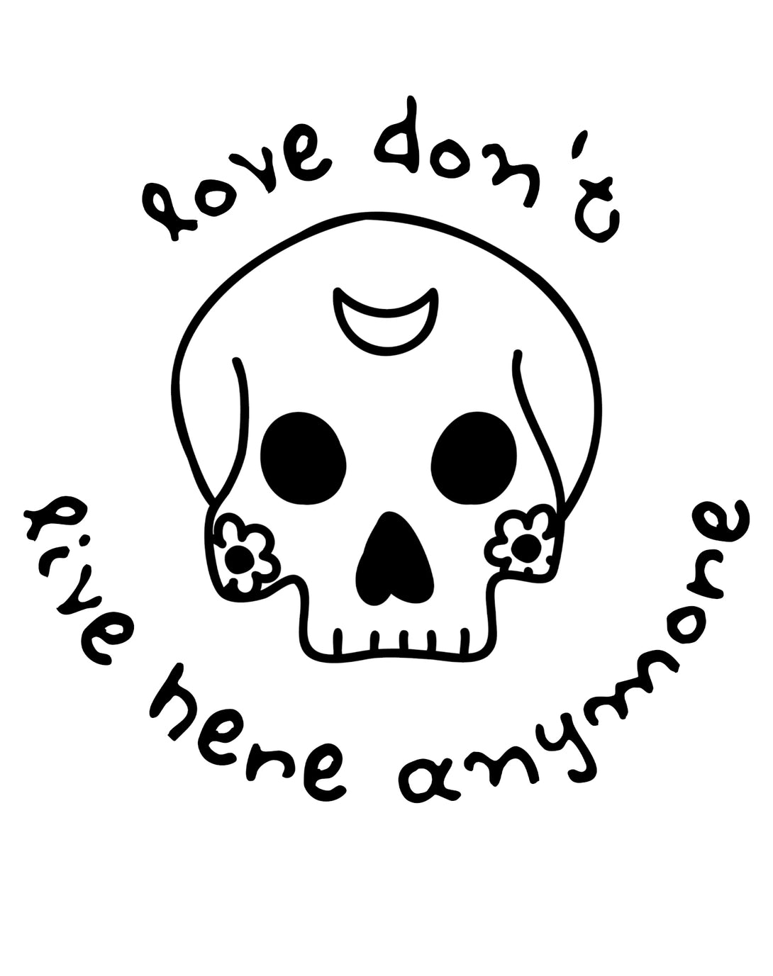 Anti Valentine Love Don't Live Here Skull Women's T-shirt White - Urban Species Design Close Up