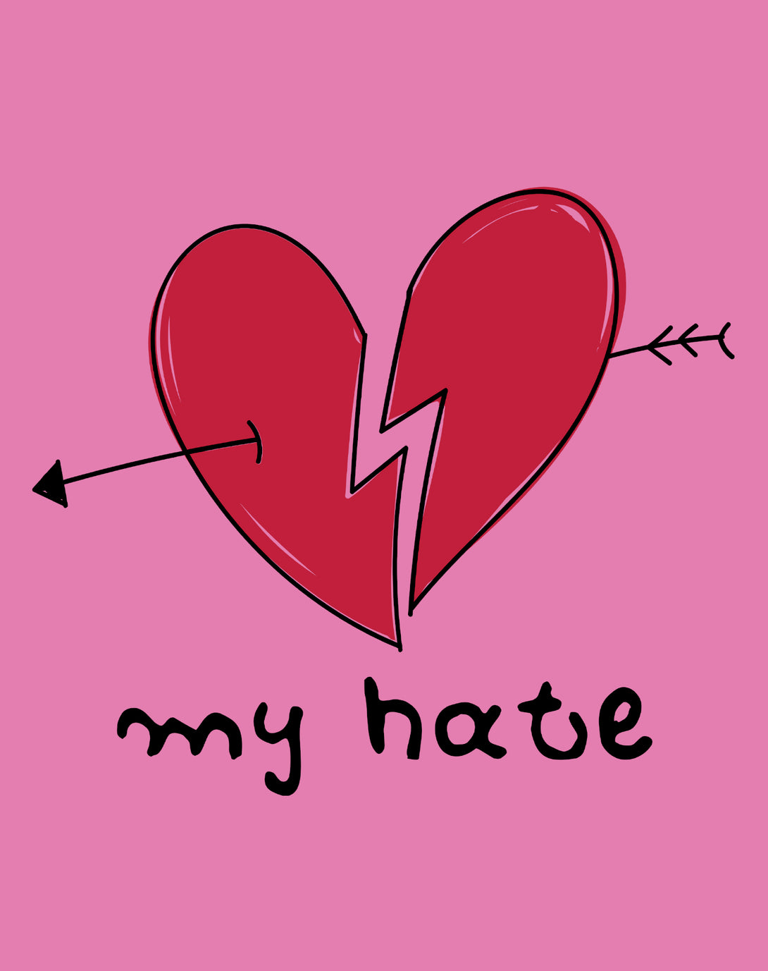 Anti Valentine My Hate Women's T-shirt Pink - Urban Species Design Close Up