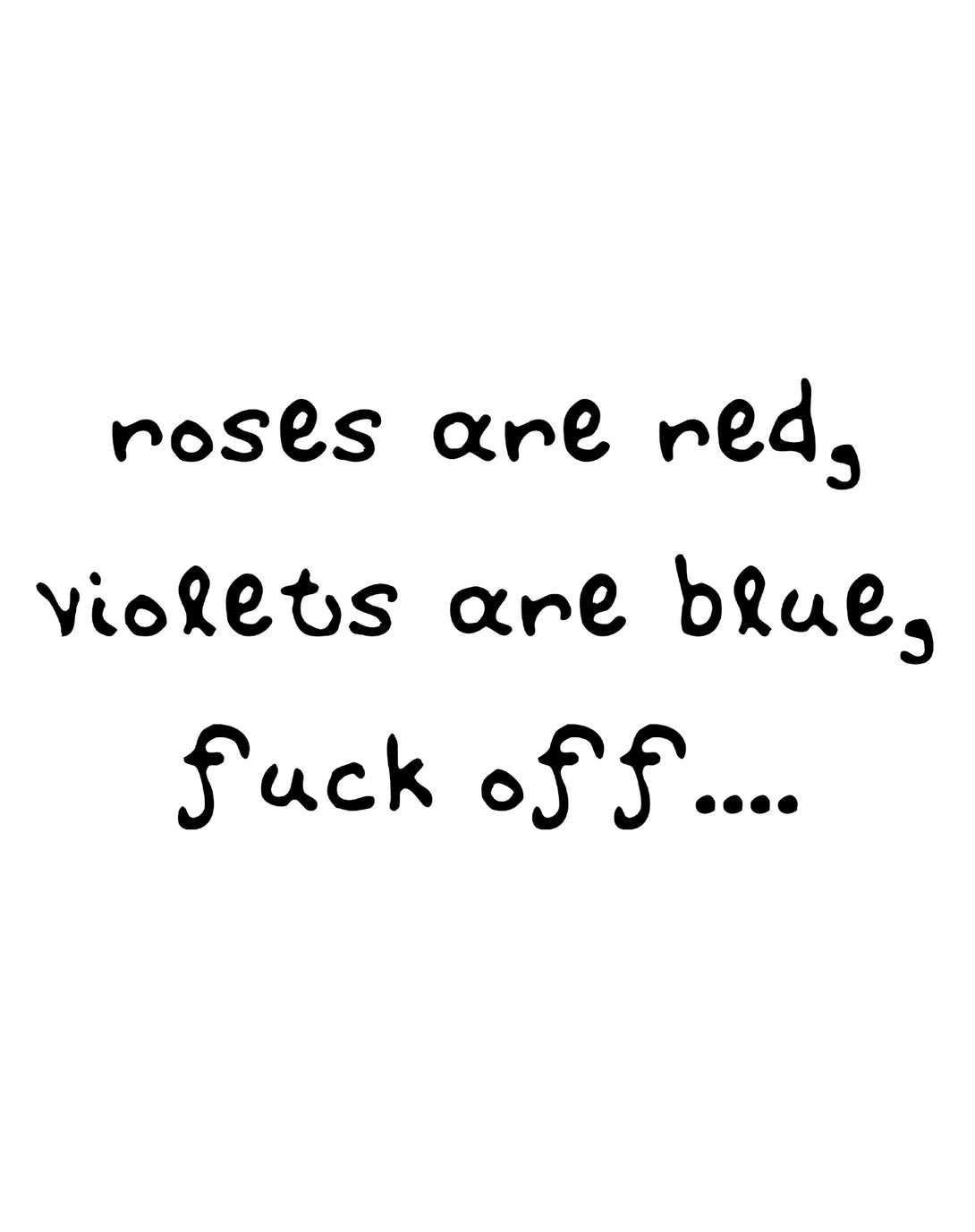 Anti Valentine Poem Roses Red Violets Blue Men's T-shirt White - Urban Species Design Close Up