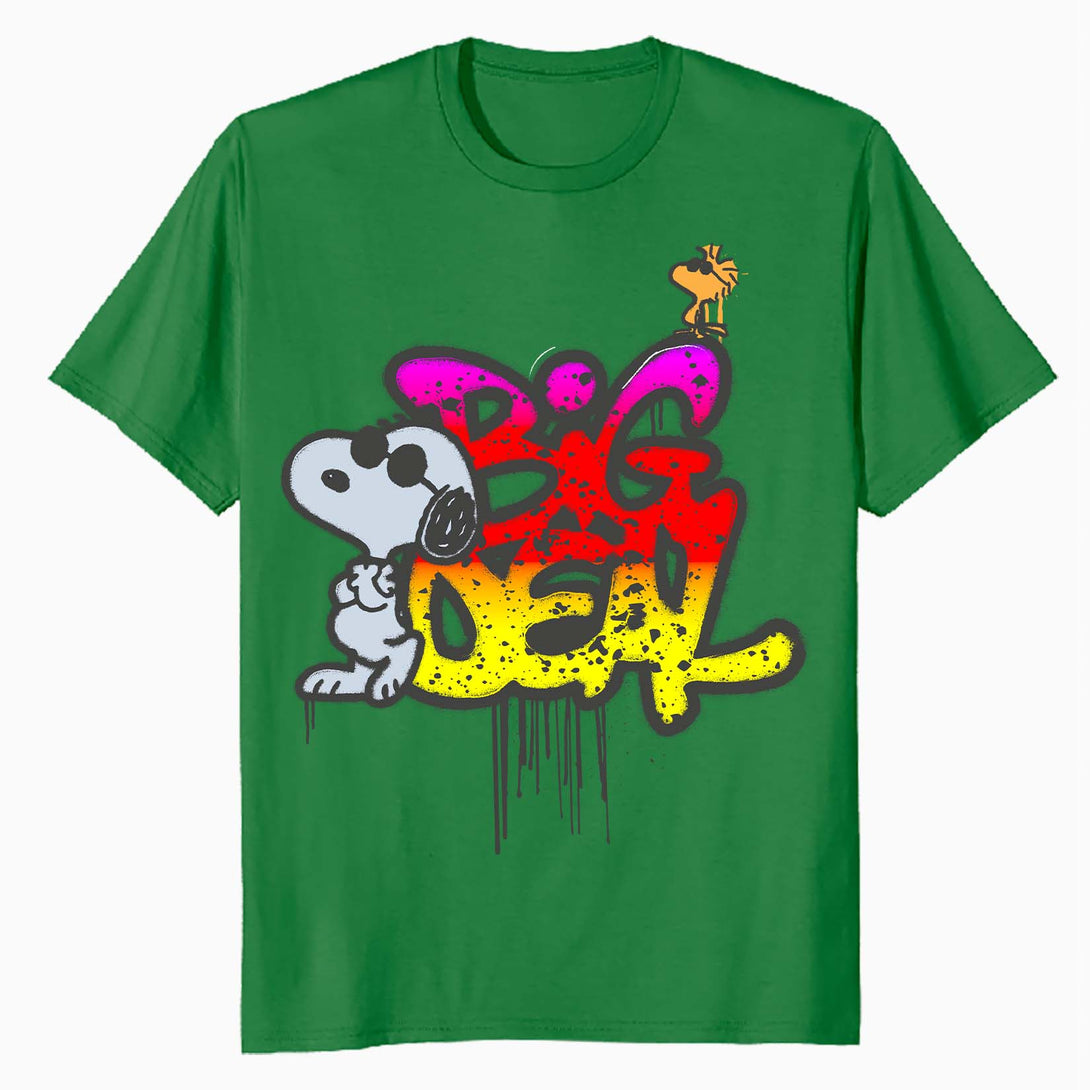 Peanuts Wyld Style Snoopy Woodstock Big Deal Graffiti Retro Official Men's T-Shirt - Green - Urban Species