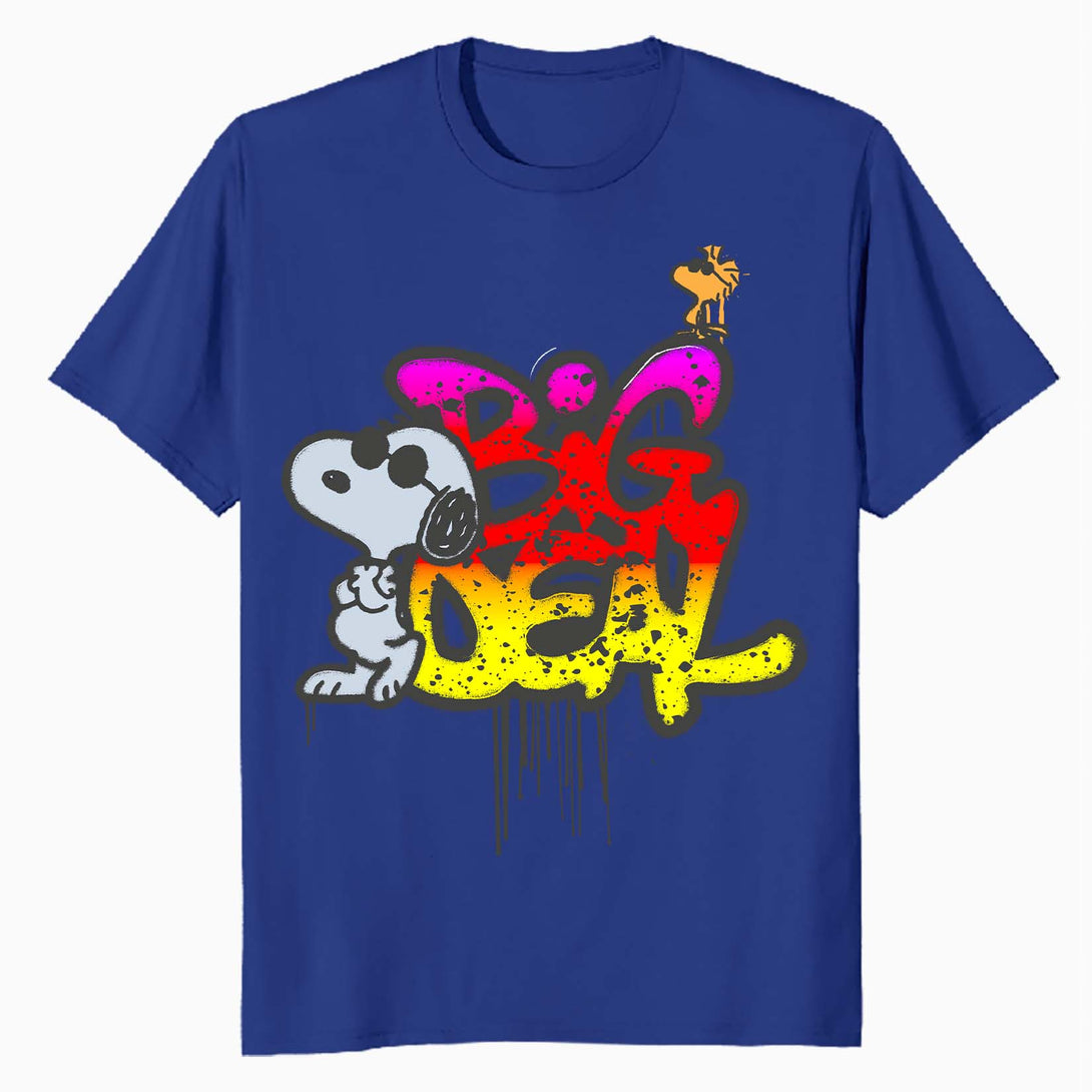 Peanuts Wyld Style Snoopy Woodstock Big Deal Graffiti Retro Official Men's T-Shirt - Blue - Urban Species