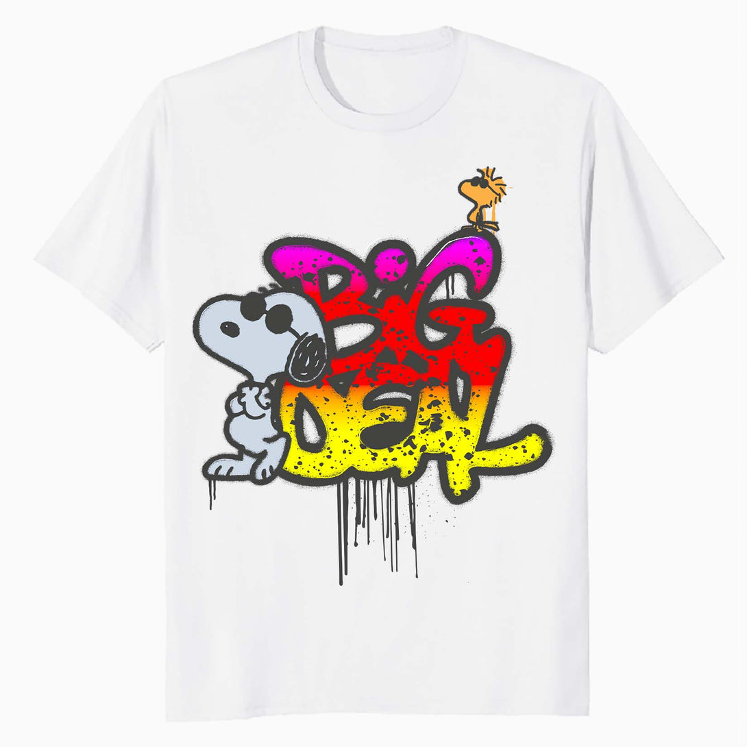 Peanuts Wyld Style Snoopy Woodstock Big Deal Graffiti Retro Official Men's T-Shirt - White - Urban Species