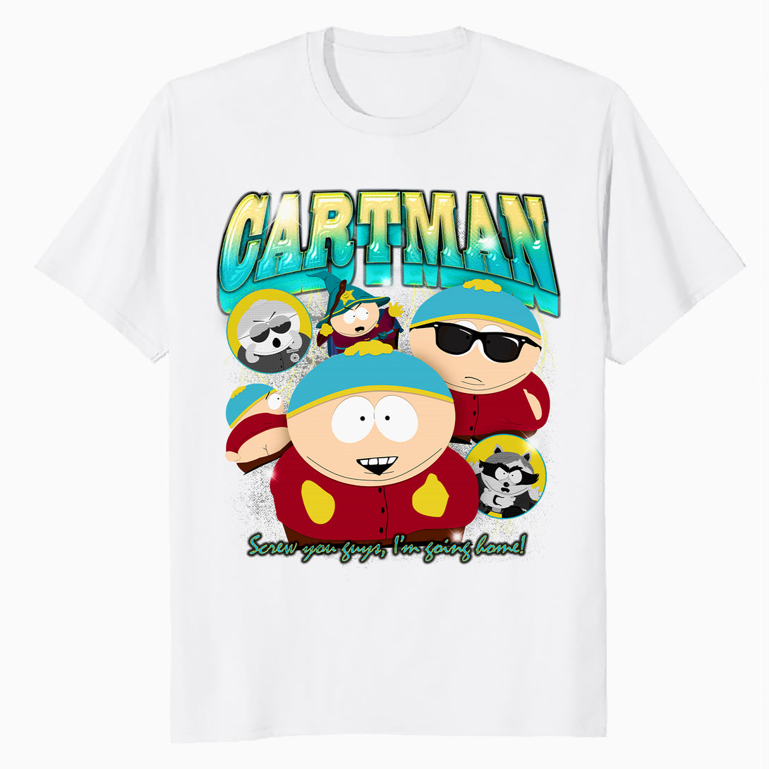 South Park Cartman Retro 90s Gangsta Rap Hip Hop Lol Parody Official Men's T-Shirt - White - Urban Species Design Close Up