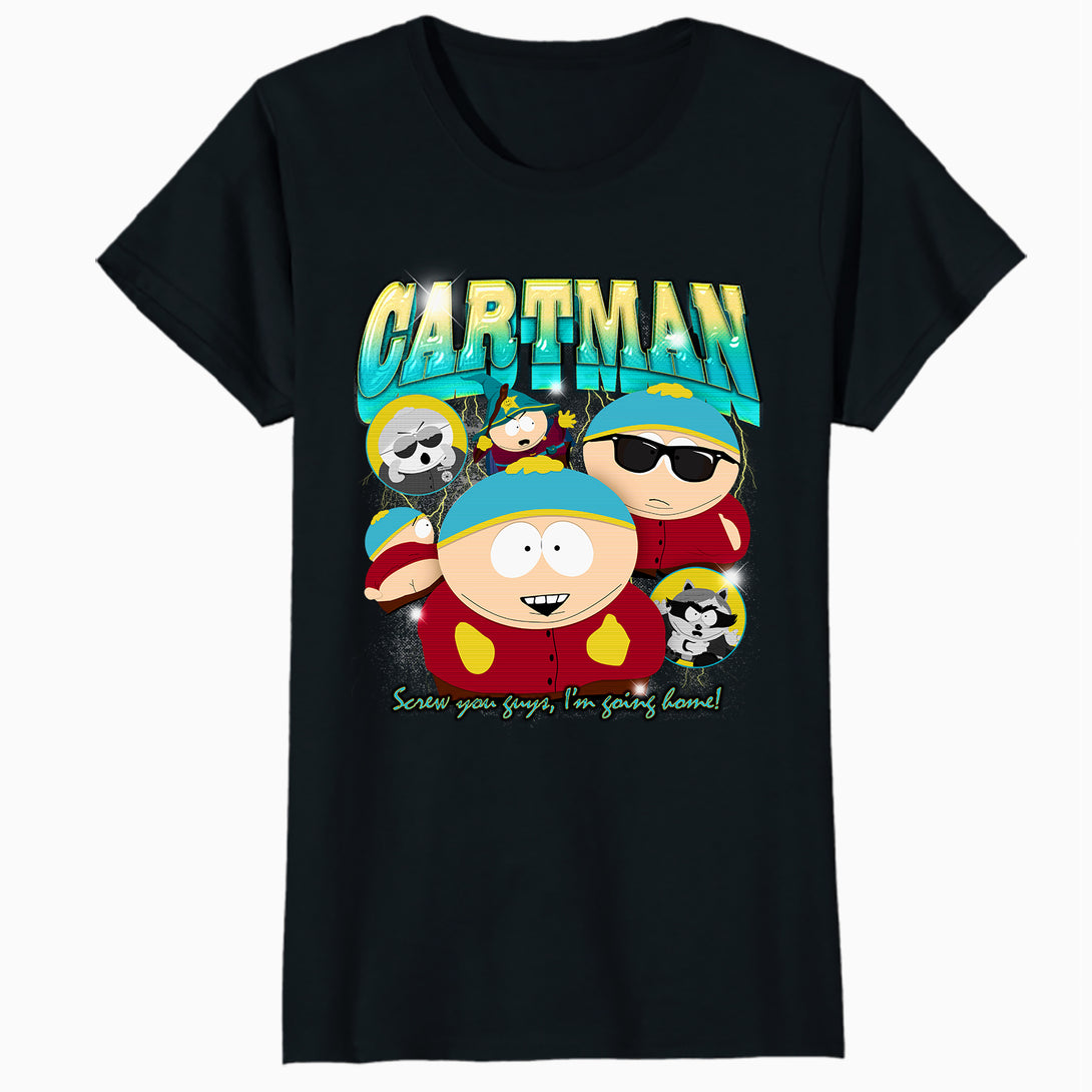 South Park Cartman Retro 90s Gangsta Rap Hip Hop Lol Parody Official Women's SKINNY FIT T-Shirt - Black - Urban Species
