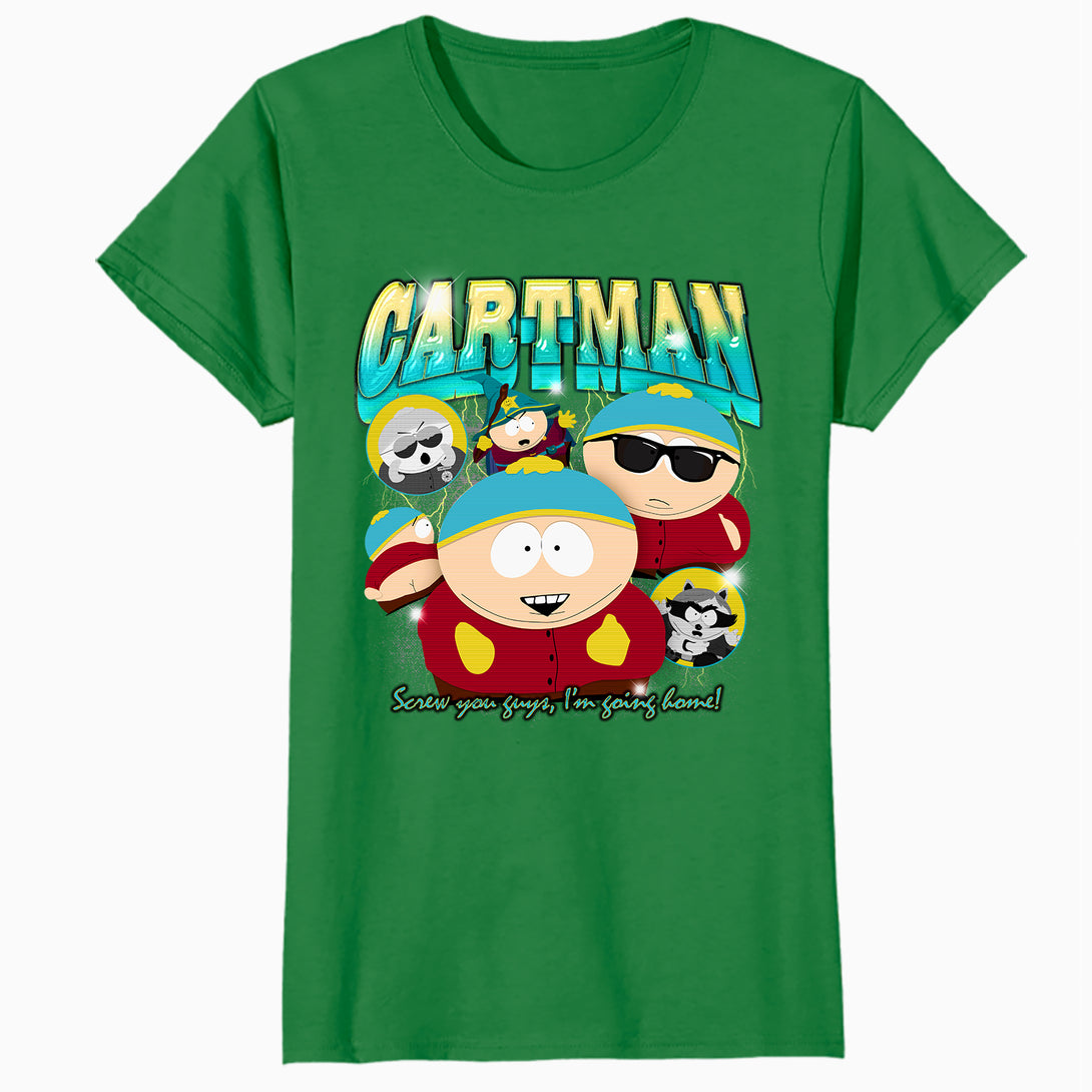 South Park Cartman Retro 90s Gangsta Rap Hip Hop Lol Parody Official Women's SKINNY FIT T-Shirt - Red - Urban Species Design Close Up
