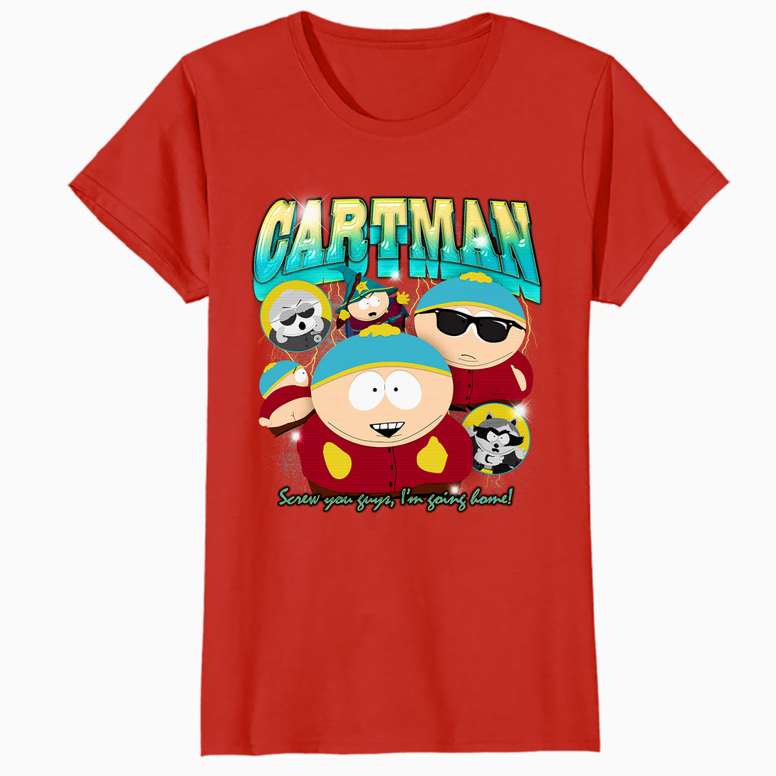 South Park Cartman Retro 90s Gangsta Rap Hip Hop Lol Parody Official Women's SKINNY FIT T-Shirt - Royal Blue - Urban Species Design Close Up