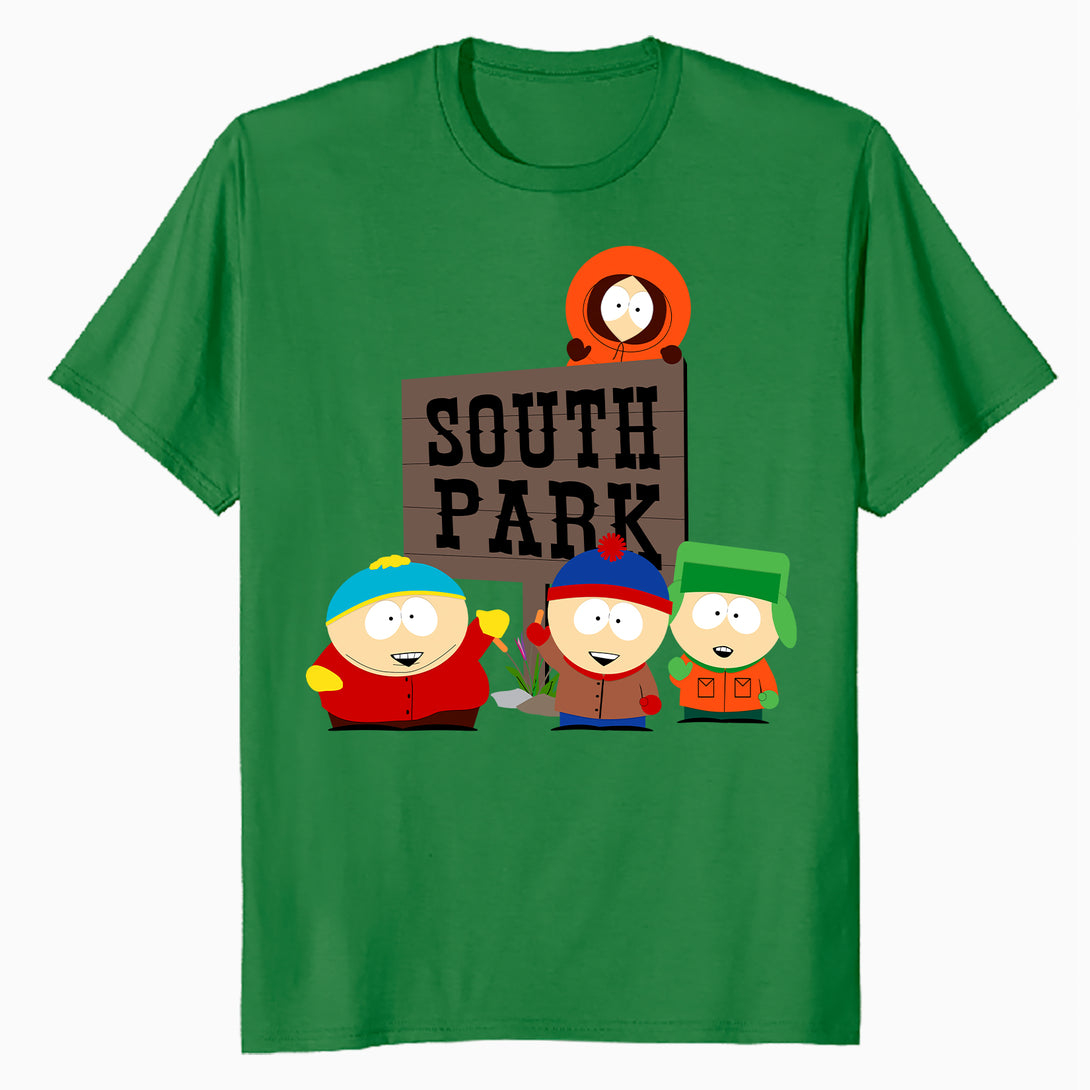 South Park The Boys Logo Classic Cartman Stan Kyle Kenny Lol Official Men's T-Shirt - Royal Blue - Urban Species Design Close Up