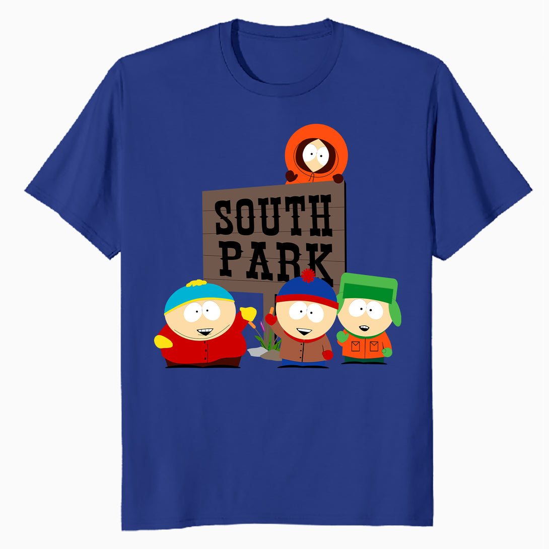 South Park The Boys Logo Classic Cartman Stan Kyle Kenny Lol Official Men's T-Shirt - Sports Grey - Urban Species Design Close Up