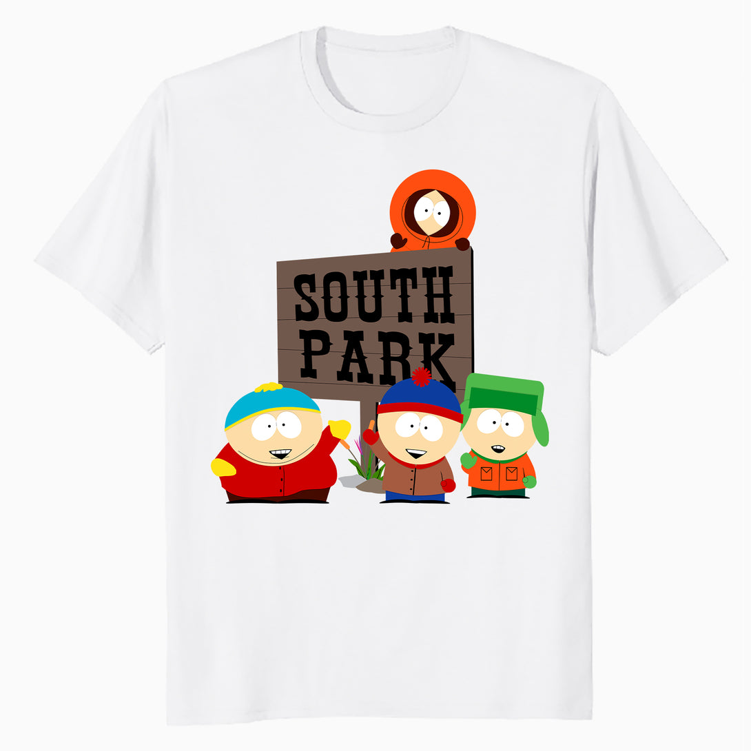 South Park The Boys Logo Classic Cartman Stan Kyle Kenny Lol Official Men's T-Shirt - White - Urban Species