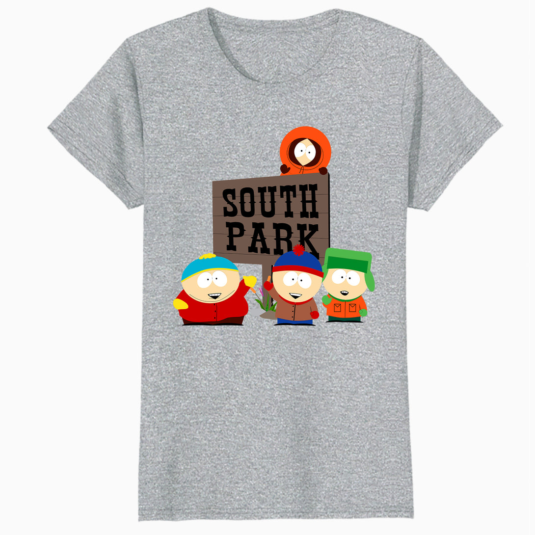 South Park The Boys Logo Classic Cartman Stan Kyle Kenny Lol Official Women's SKINNY FIT T-Shirt - Pink - Urban Species