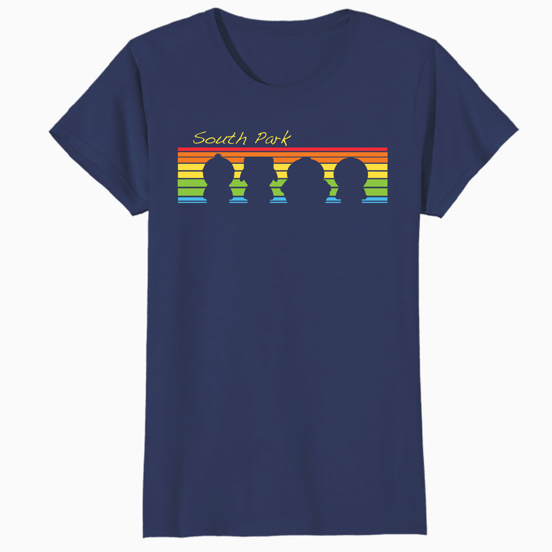 South Park The Boys Logo Retro Cartman Stan Kyle Kenny Geek Official Women's SKINNY FIT T-Shirt - Pink - Urban Species