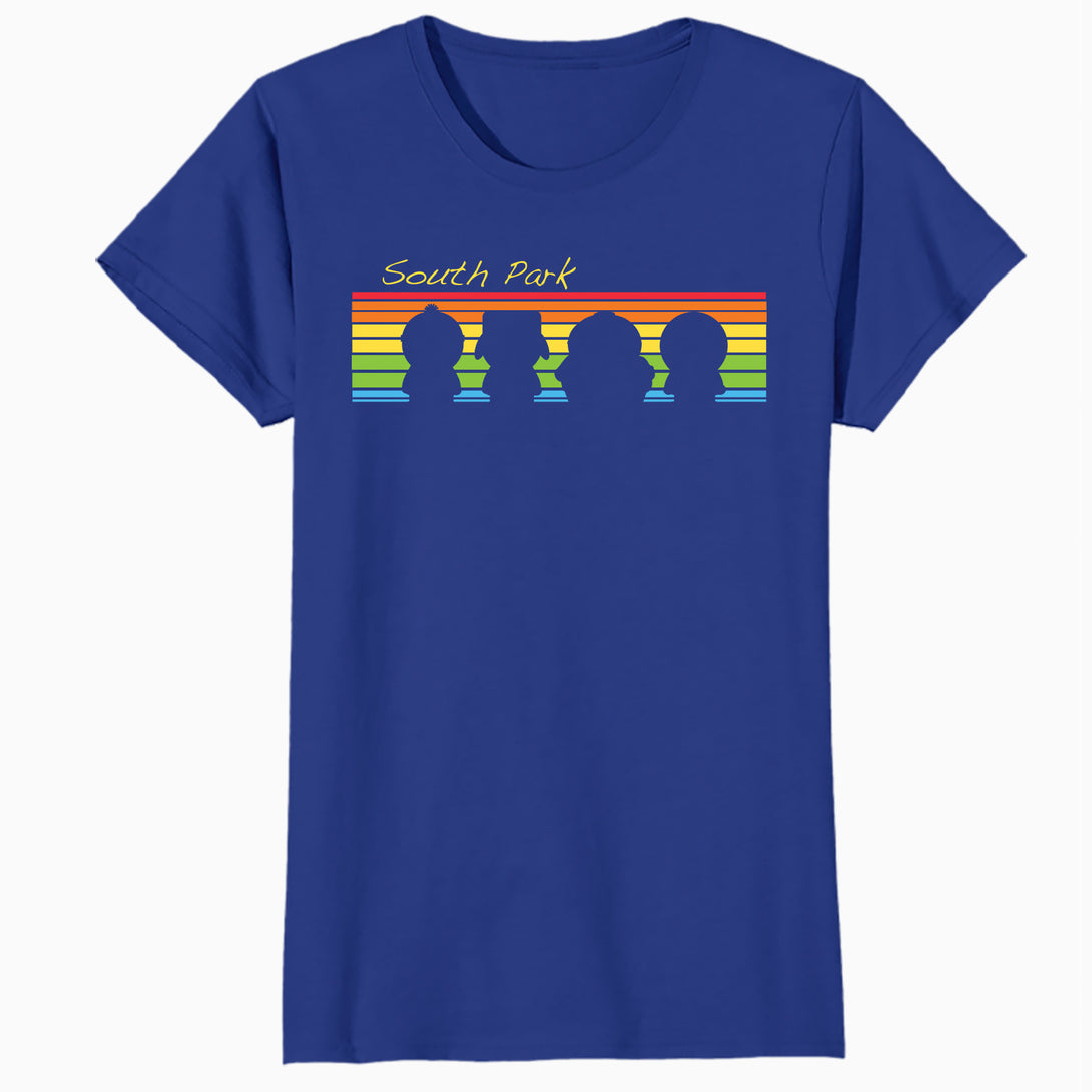 South Park The Boys Logo Retro Cartman Stan Kyle Kenny Geek Official Women's SKINNY FIT T-Shirt - Black - Urban Species Design Close Up