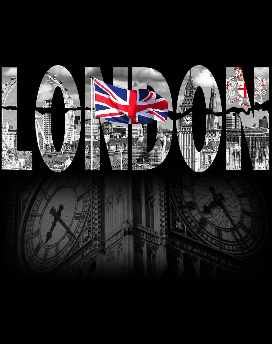 London Skyline Union Jack Big Ben Official Tote Bag Black - Urban Species Design Close Up