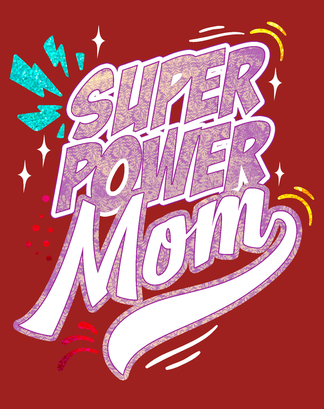 Mother's Day Cartoon Mom Mum Super Power Comic 02 Black Women's T-Shirt Red - Urban Species Design Close Up