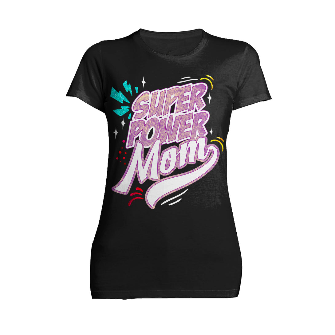 Mother's Day Cartoon Mom Mum Super Power Comic 02 Black Women's T-Shirt Black - Urban Species