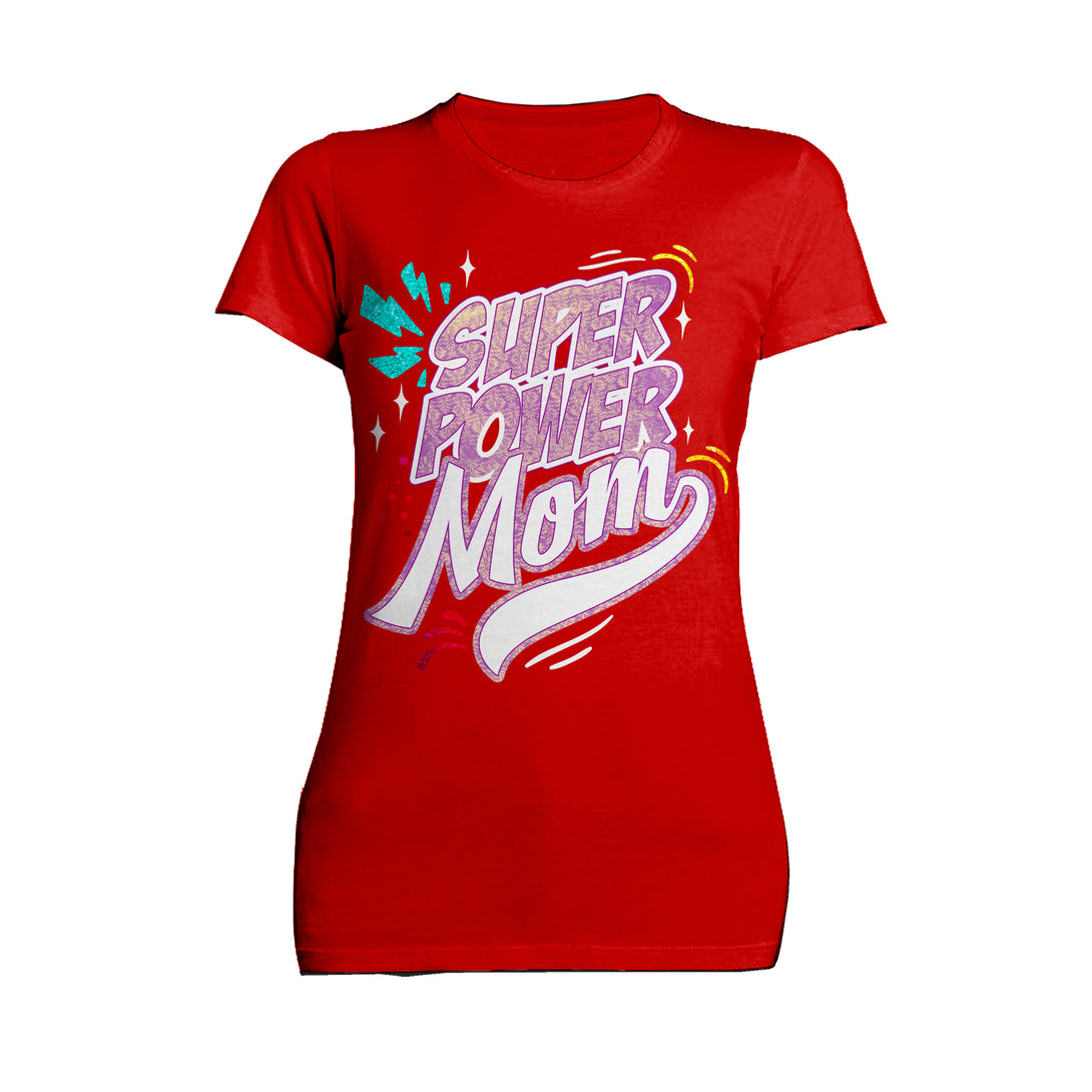 Mother's Day Cartoon Mom Mum Super Power Comic 02 Black Women's T-Shirt Red - Urban Species