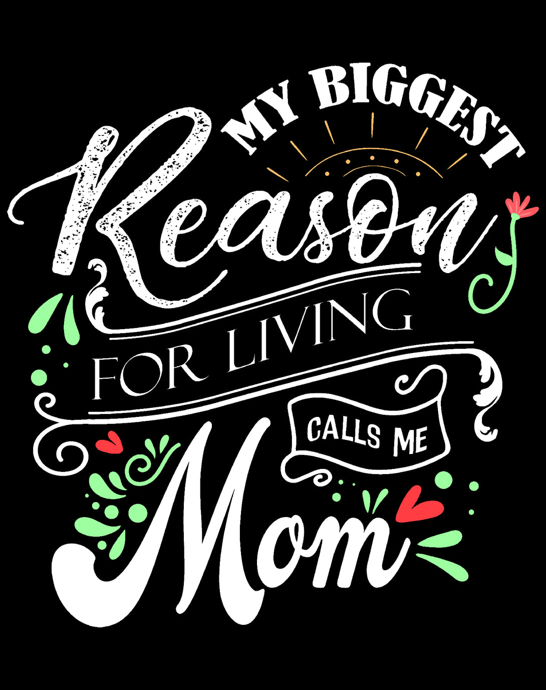 Mother's Day Splash Mom Mum Biggest Reason Living Women's T-Shirt Black - Urban Species Design Close Up