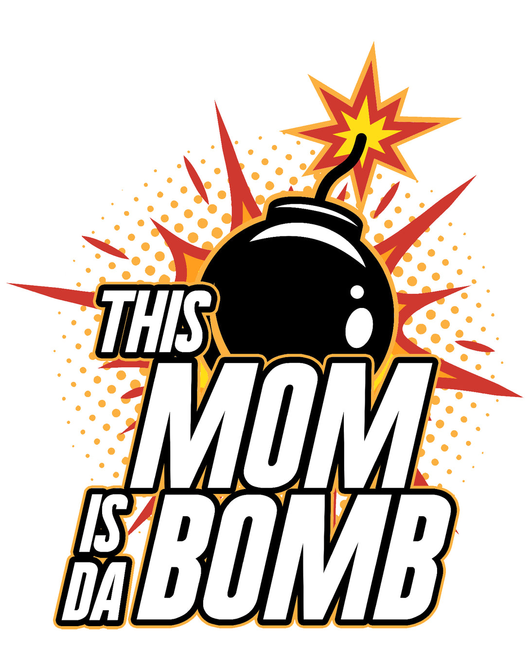 Mother's Day Cartoon Mom Mum Bomb Fuse Explode Women's T-Shirt White - Urban Species Design Close Up