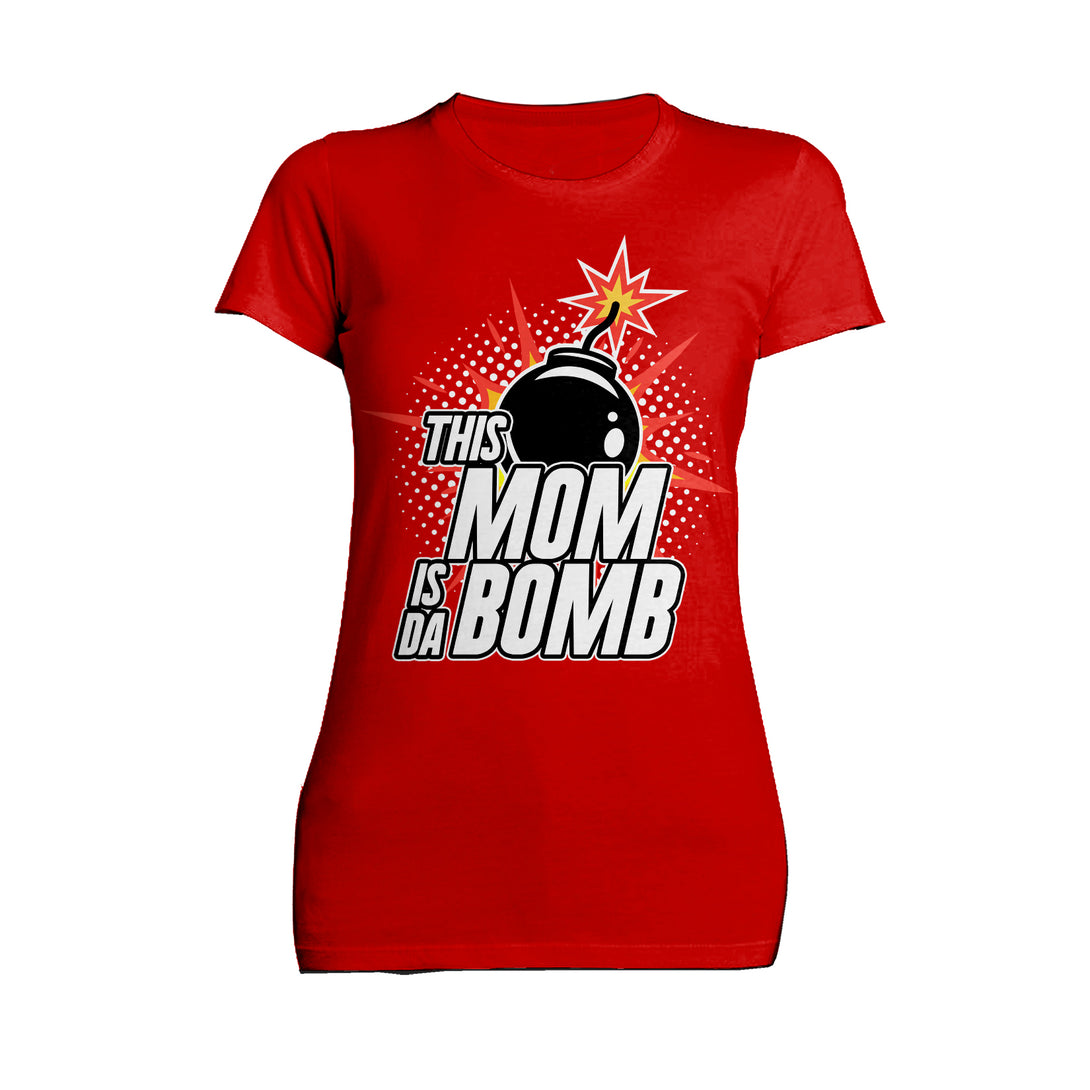 Mother's Day Cartoon Mom Mum Bomb Fuse Explode Women's T-Shirt Red - Urban Species