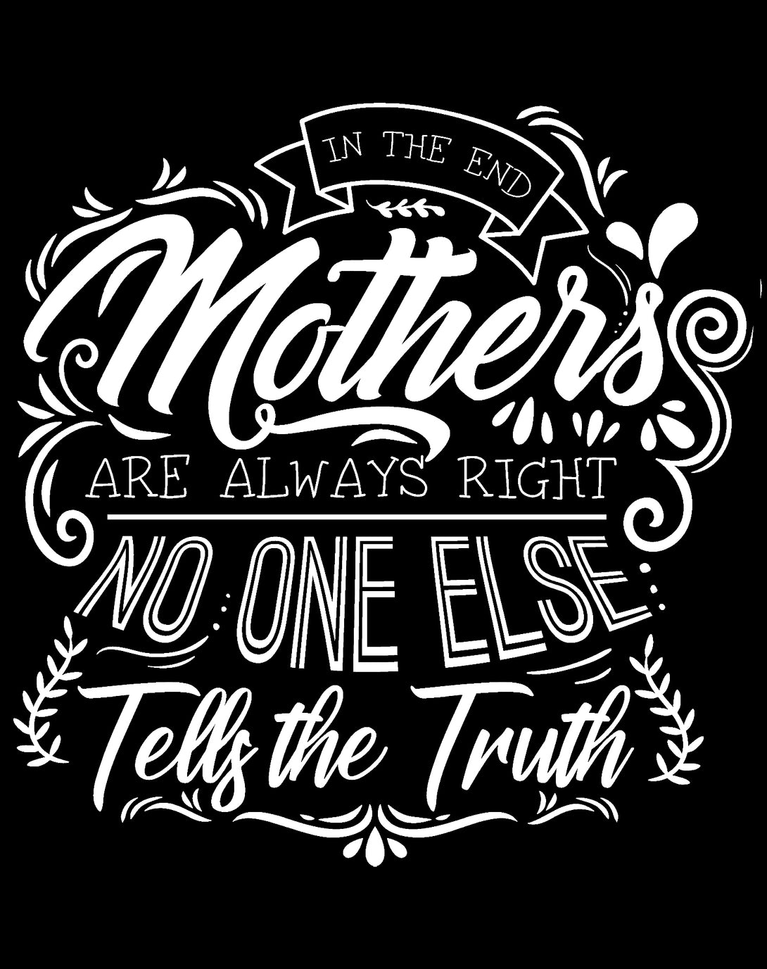 Mother's Day Vintage Mom Mum Mothers Always Right Women's T-Shirt Black - Urban Species Design Close Up