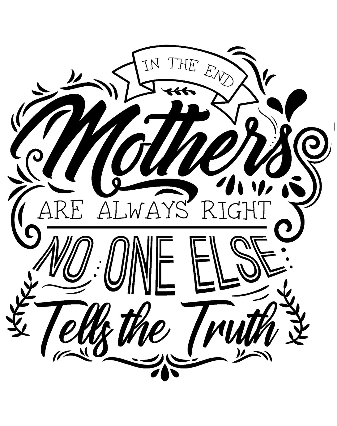 Mother's Day Vintage Mom Mum Mothers Always Right Women's T-Shirt White - Urban Species Design Close Up