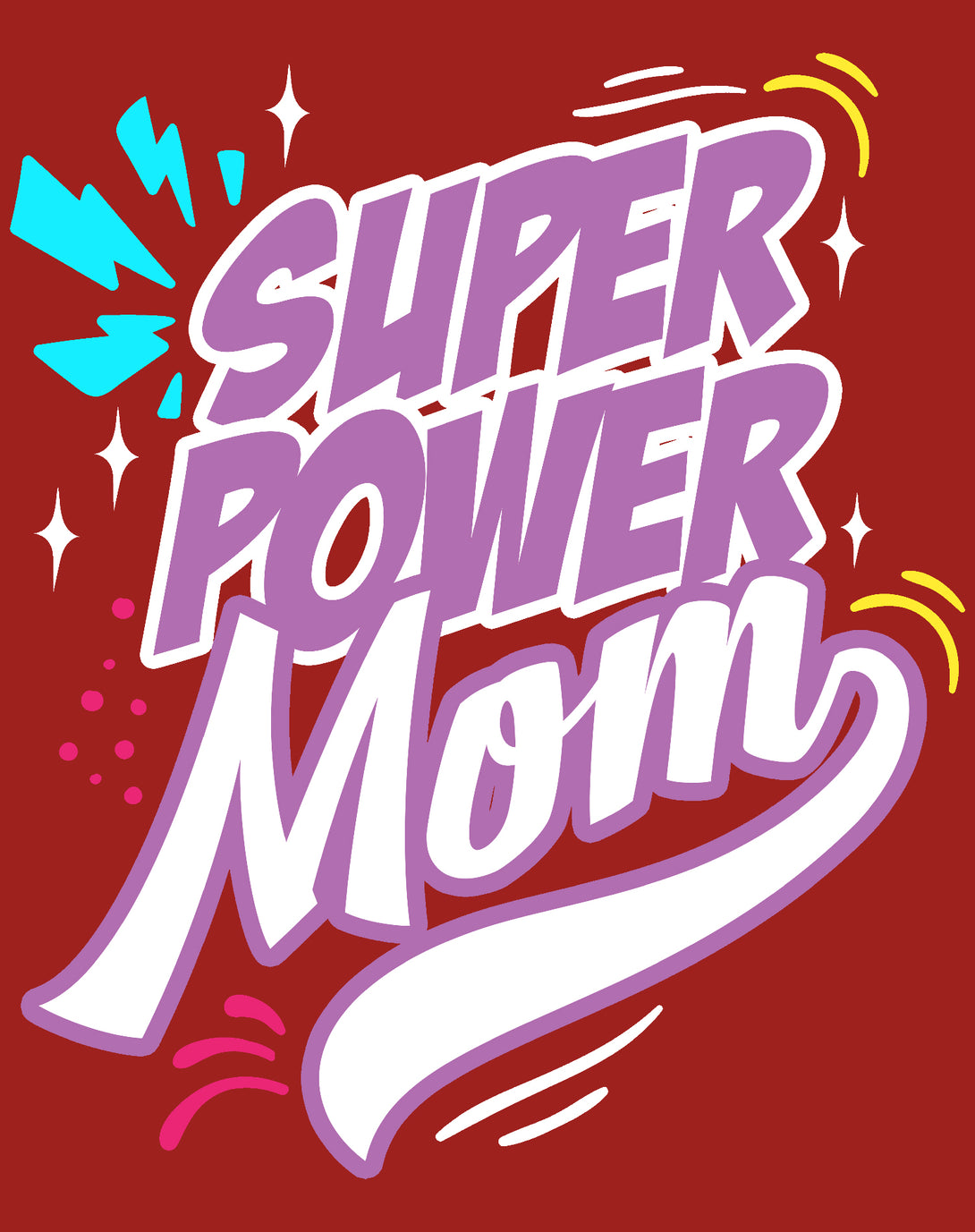 Mother's Day Cartoon Mom Mum Super Power Comic Women's T-Shirt Red - Urban Species Design Close Up