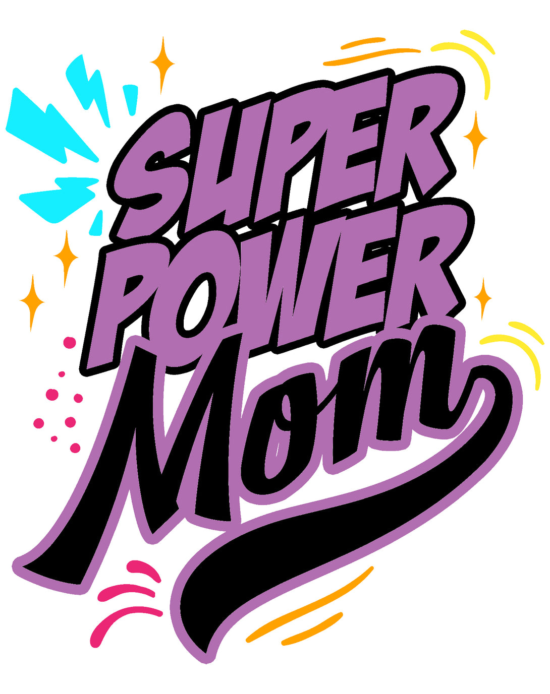 Mother's Day Cartoon Mom Mum Super Power Comic Women's T-Shirt White - Urban Species Design Close Up