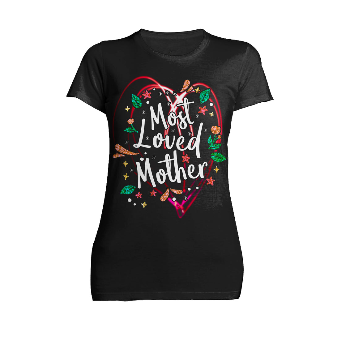 Mother's Day Splash Mom Mum Most Loved Mother 02 Women's T-Shirt Black - Urban Species