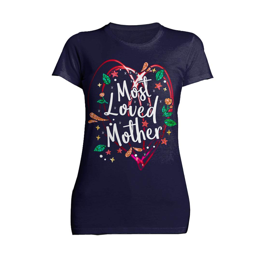 Mother's Day Splash Mom Mum Most Loved Mother 02 Women's T-Shirt Navy - Urban Species
