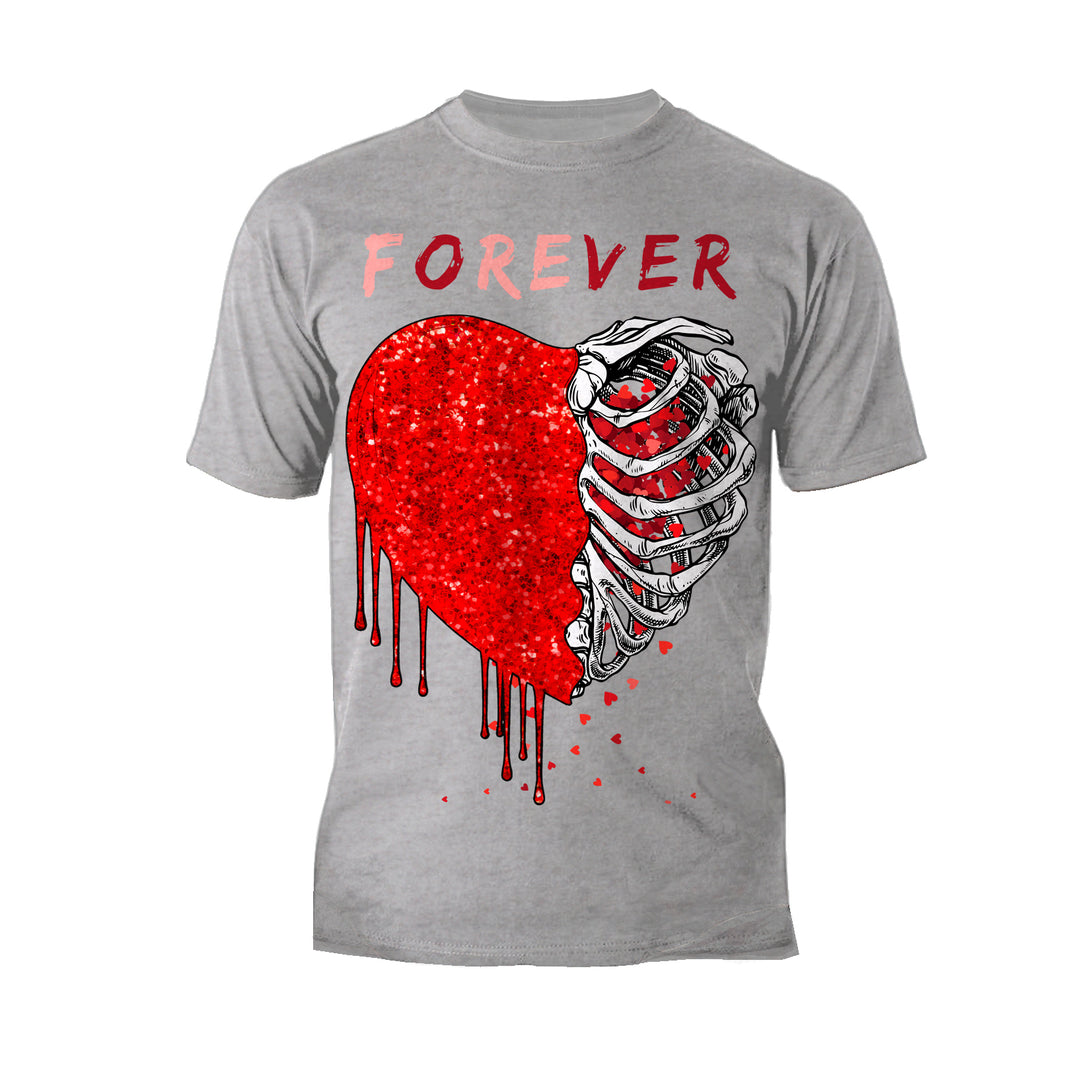 Valentine Graphic Bleeding Sparkle Heart Wild Love Forever Men's T-shirt Sports Grey - Urban Species