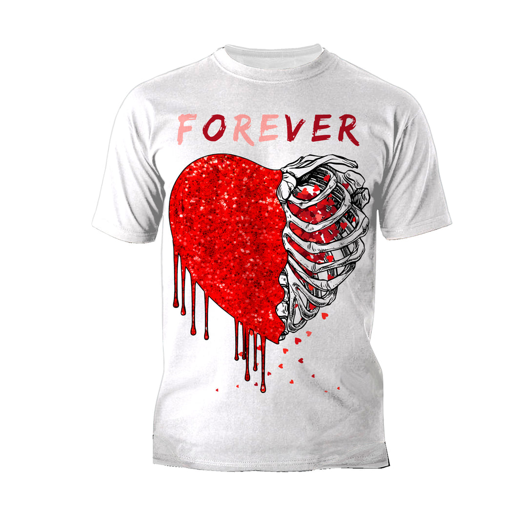Valentine Graphic Bleeding Sparkle Heart Wild Love Forever Men's T-shirt White - Urban Species
