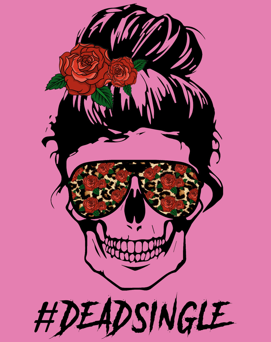 Valentine Graphic Rockabilly Rose & Wild Rock 'n' Roll Hearts Women's T-shirt Pink - Urban Species Design Close Up