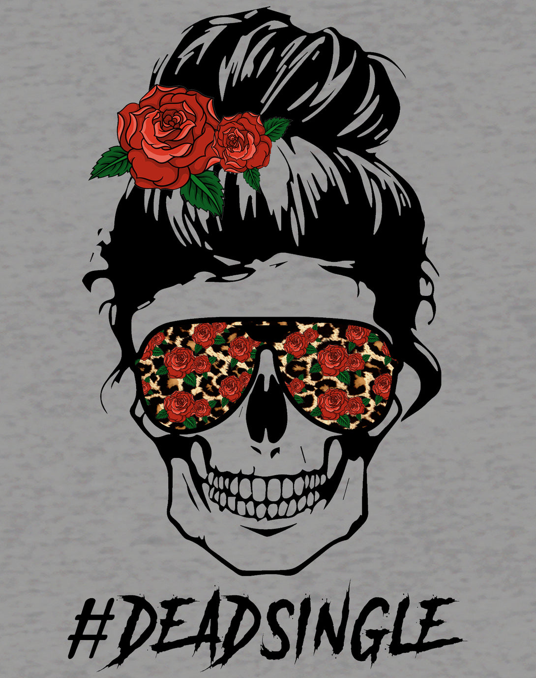 Valentine Graphic Rockabilly Rose & Wild Rock 'n' Roll Hearts Women's T-shirt Sports Grey - Urban Species Design Close Up