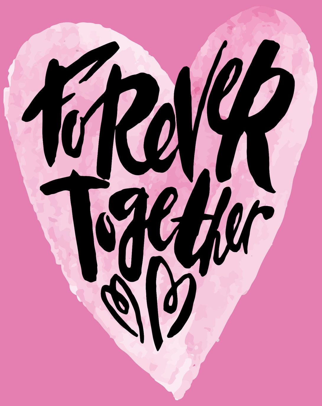 Valentine Graphic Romantic Forever Together Watercolour Heart Women's T-shirt Pink - Urban Species Design Close Up