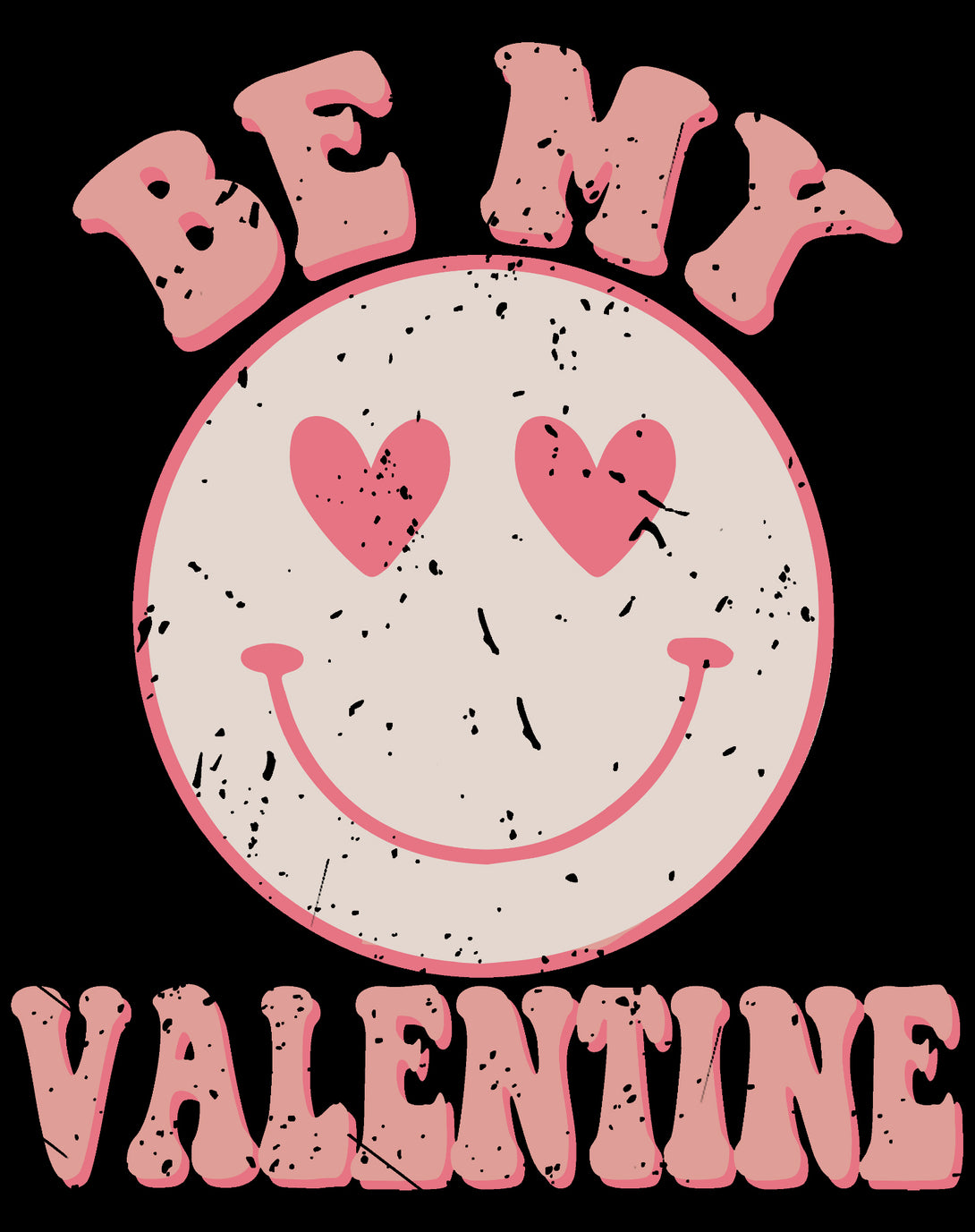 Valentine Retro Love Vintage Cute Heart Face Men's T-shirt Black - Urban Species Design Close Up