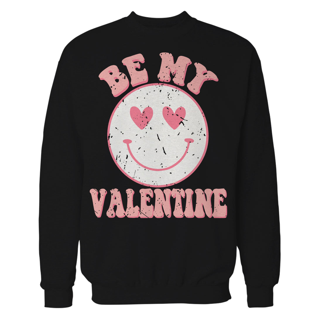 Valentine Retro Love Vintage Cute Heart Face Sweatshirt Black - Urban Species