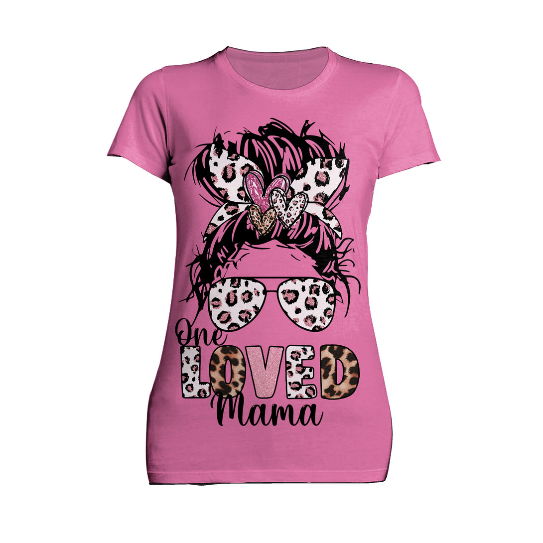 Valentine Retro One Love Mama Animal Print Women's T-shirt Pink - Urban Species