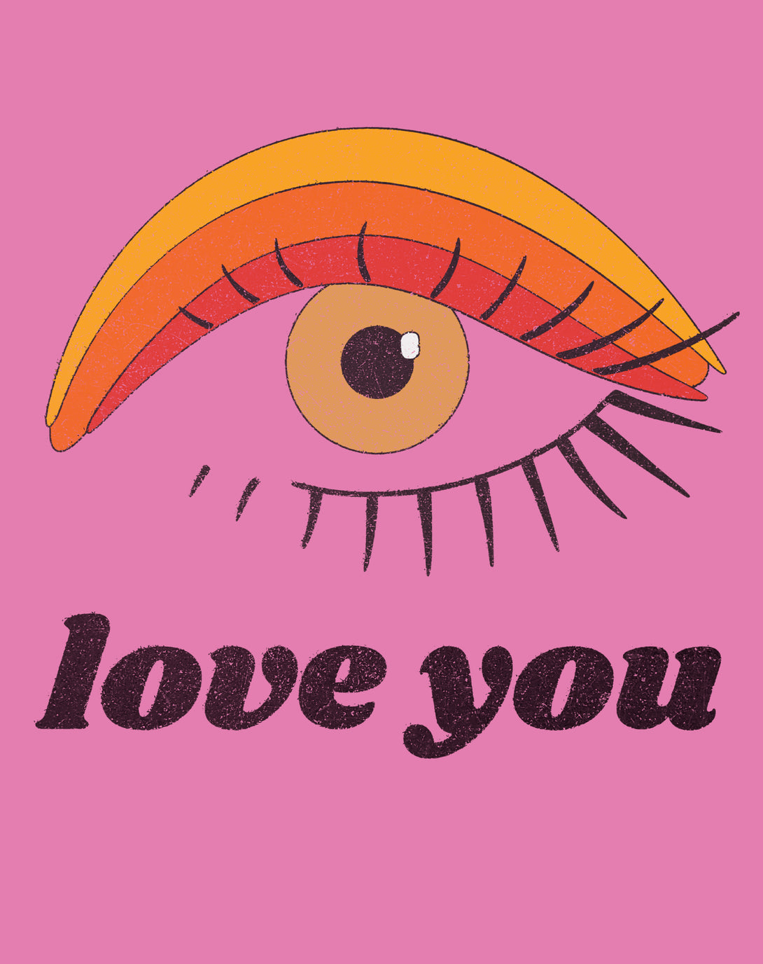 Vintage Valentine Eye Love You Men's T-shirt Pink - Urban Species Design Close Up