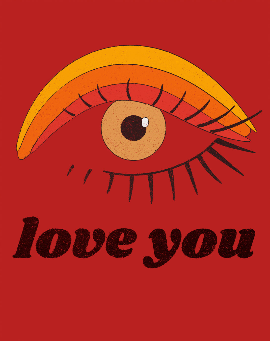 Vintage Valentine Eye Love You Men's T-shirt Red - Urban Species Design Close Up