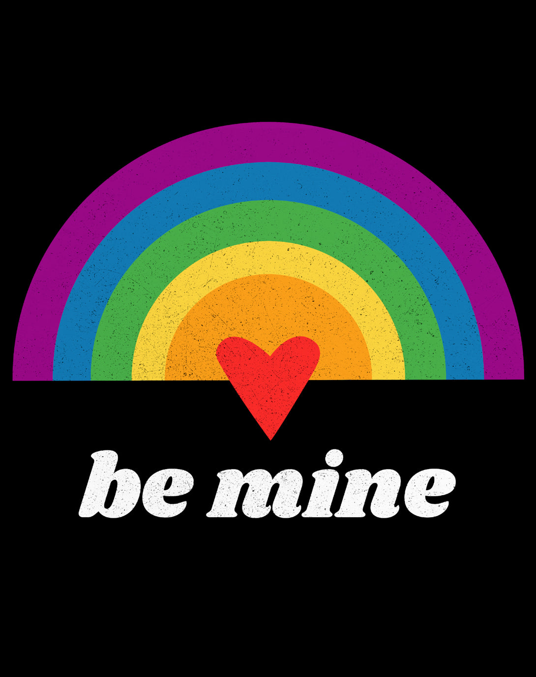 Vintage Valentine Rainbow Heart Be Mine Men's T-shirt Black - Urban Species