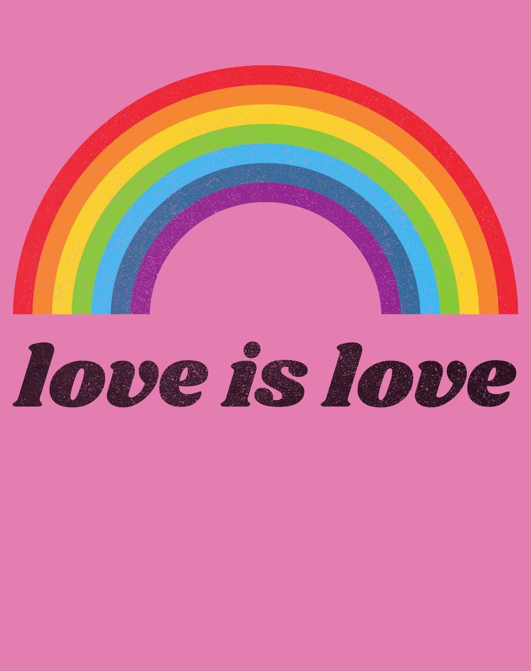 Vintage Valentine Rainbow Love Is Love Women's T-shirt Pink - Urban Species Design Close Up