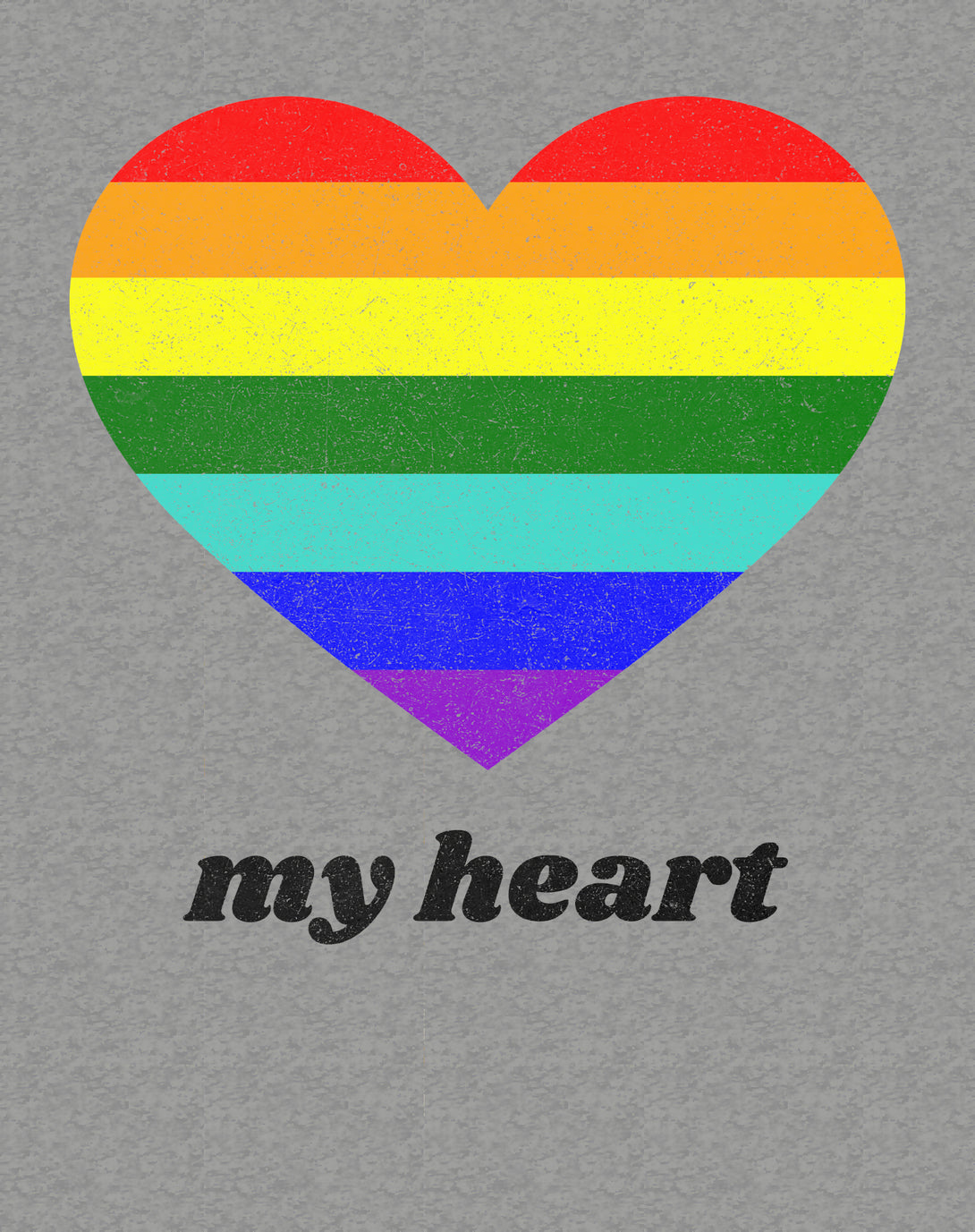 Vintage Valentine Rainbow My Heart Women's T-shirt Sports Grey - Urban Species Design Close Up