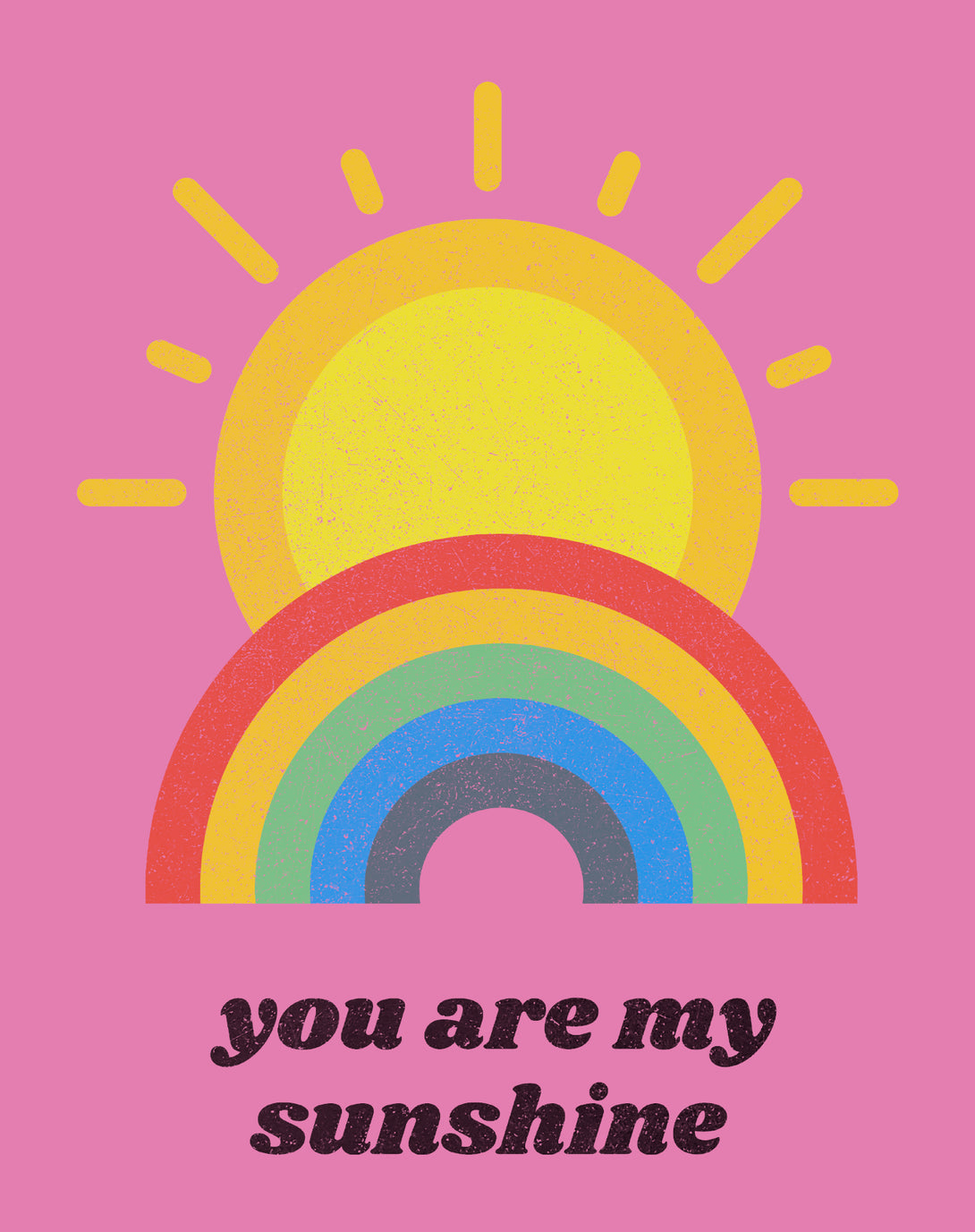 Vintage Valentine Sun Rainbow You Are My Sunshine Men's T-shirt Pink - Urban Species Design Close Up