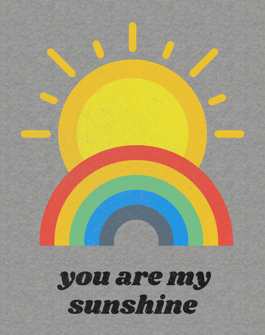 Vintage Valentine Sun Rainbow You Are My Sunshine Men's T-shirt Sports Grey - Urban Species Design Close Up